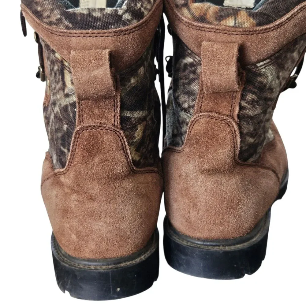 Brahma Hunter Hunting Boots Mens Size 9 Brown Suede Camo Thinsulate Lace Up Work